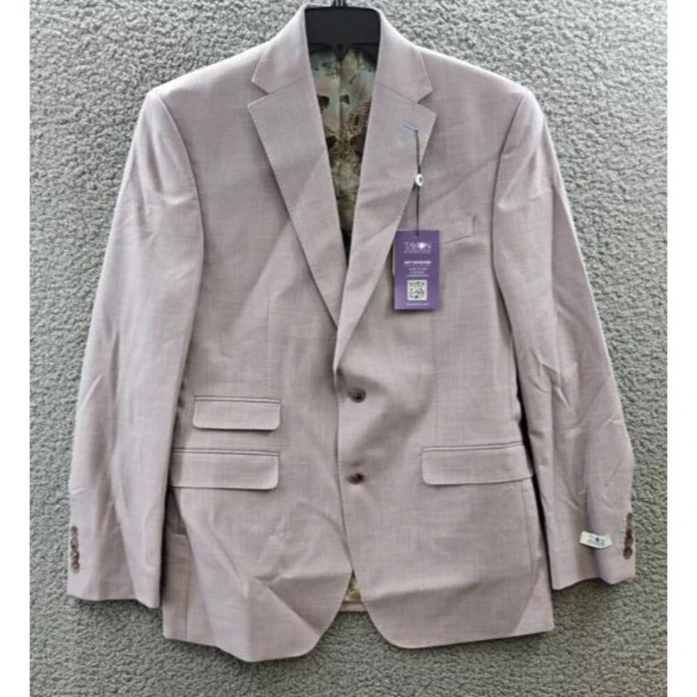Tayion Collection Regular Fit Suit Jacket Men's 38R Pink Button Closure L/S